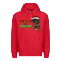 Red merry and bright dachshund Premium Hoodie - RanaPortraitStore