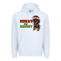 White merry and bright dachshund Premium Hoodie - RanaPortraitStore