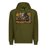 Army Green life is better with a dachshund Premium Hoodie - RanaPortraitStore