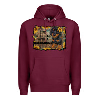 Burgundy life is better with a dachshund Premium Hoodie - RanaPortraitStore