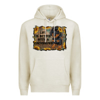 Oatmeal Heather life is better with a dachshund Premium Hoodie - RanaPortraitStore