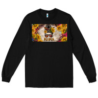 Black mess bun mama with sunflowers and colorful leopard license plate Long Sleeve Tee - BarkalooDesign