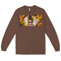 Chestnut mess bun mama with sunflowers and colorful leopard license plate Long Sleeve Tee - BarkalooDesign