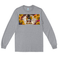 Heather Grey mess bun mama with sunflowers and colorful leopard license plate Long Sleeve Tee - BarkalooDesign