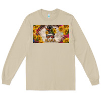 Mushroom mess bun mama with sunflowers and colorful leopard license plate Long Sleeve Tee - BarkalooDesign
