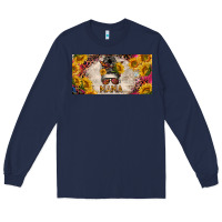 Navy mess bun mama with sunflowers and colorful leopard license plate Long Sleeve Tee - BarkalooDesign