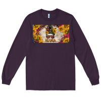 Plum mess bun mama with sunflowers and colorful leopard license plate Long Sleeve Tee - BarkalooDesign