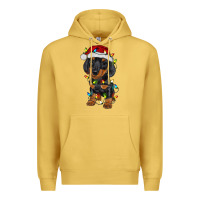 Antique Gold dachshund puppy christmas lights Premium Hoodie - RanaPortraitStore