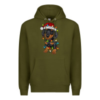 Army Green dachshund puppy christmas lights Premium Hoodie - RanaPortraitStore