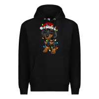 Black dachshund puppy christmas lights Premium Hoodie - RanaPortraitStore