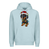 Blue Mist dachshund puppy christmas lights Premium Hoodie - RanaPortraitStore