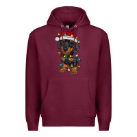 Burgundy dachshund puppy christmas lights Premium Hoodie - RanaPortraitStore