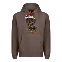 Coffee dachshund puppy christmas lights Premium Hoodie - RanaPortraitStore