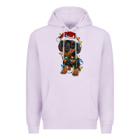 Lilac dachshund puppy christmas lights Premium Hoodie - RanaPortraitStore