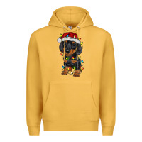 Mustard dachshund puppy christmas lights Premium Hoodie - RanaPortraitStore