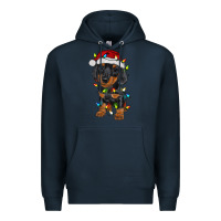 Navy dachshund puppy christmas lights Premium Hoodie - RanaPortraitStore