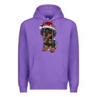 Purple dachshund puppy christmas lights Premium Hoodie - RanaPortraitStore