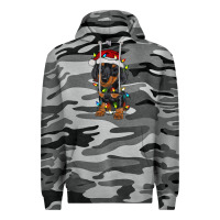Slate Camo dachshund puppy christmas lights Premium Hoodie - RanaPortraitStore