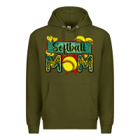 Army Green softball mom with leopard Premium Hoodie - Zillion Design Studio