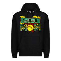 Black softball mom with leopard Premium Hoodie - Zillion Design Studio
