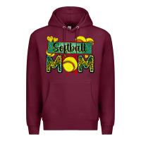 Burgundy softball mom with leopard Premium Hoodie - Zillion Design Studio