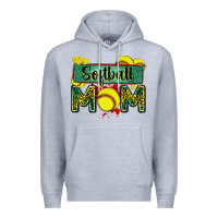 Heather Grey softball mom with leopard Premium Hoodie - Zillion Design Studio