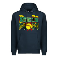 Navy softball mom with leopard Premium Hoodie - Zillion Design Studio