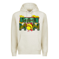 Oatmeal Heather softball mom with leopard Premium Hoodie - Zillion Design Studio