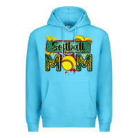 Ocean Blue softball mom with leopard Premium Hoodie - Zillion Design Studio
