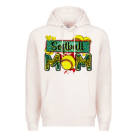 Pale Pink softball mom with leopard Premium Hoodie - Zillion Design Studio
