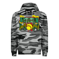 Slate Camo softball mom with leopard Premium Hoodie - Zillion Design Studio