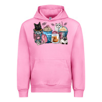 Fuchsia Pink cat coffee cups Urban Hoodie - Zillion Design Studio
