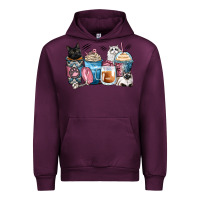 Mauve Wine cat coffee cups Urban Hoodie - Zillion Design Studio