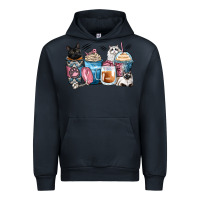Navy cat coffee cups Urban Hoodie - Zillion Design Studio
