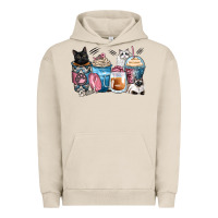 Pigment French Oak cat coffee cups Urban Hoodie - Zillion Design Studio