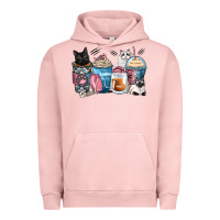 Pigment Salmon cat coffee cups Urban Hoodie - Zillion Design Studio
