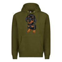 Army Green dachshund puppy Premium Hoodie - RanaPortraitStore