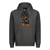 Charcoal Heather dachshund puppy Premium Hoodie - RanaPortraitStore