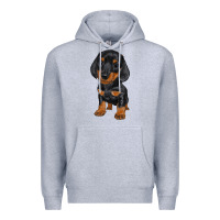 Heather Grey dachshund puppy Premium Hoodie - RanaPortraitStore