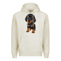 Oatmeal Heather dachshund puppy Premium Hoodie - RanaPortraitStore