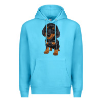 Ocean Blue dachshund puppy Premium Hoodie - RanaPortraitStore