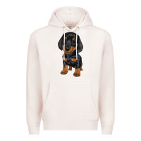 Pale Pink dachshund puppy Premium Hoodie - RanaPortraitStore