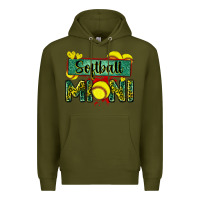 Army Green softball mini with leopard Premium Hoodie - Zillion Design Studio