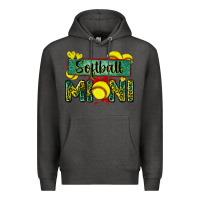 Charcoal Heather softball mini with leopard Premium Hoodie - Zillion Design Studio