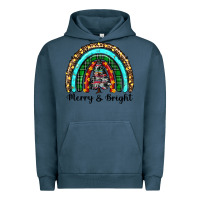 Pigment Midnight Navy merry and bright rainbow christmas Urban Hoodie - RanaPortraitStore