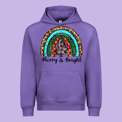 Merry And Bright Rainbow Christmas Urban Hoodie Designed By Ranaportraitstore