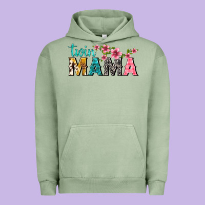 Twin Mama With Flowers Urban Hoodie Designed By Texasbilliewilder