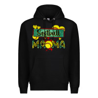 Black softball mama with leopard Premium Hoodie - Zillion Design Studio