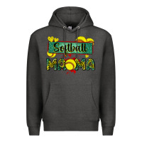 Charcoal Heather softball mama with leopard Premium Hoodie - Zillion Design Studio