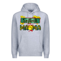 Heather Grey softball mama with leopard Premium Hoodie - Zillion Design Studio